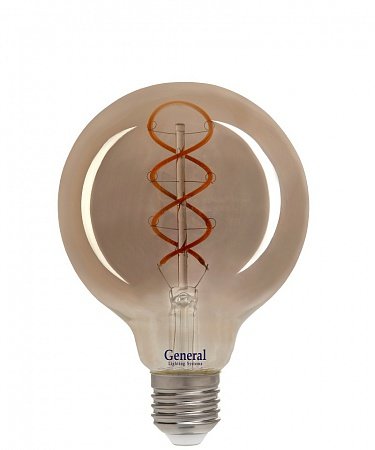 Лампа Филамент дымчато-серый G95 6 Вт Теплый свет General GLDEN-G95DSS-6-230-E27-1800 RSP