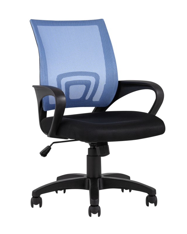 TopChairs Simple офисное голубое в обивке из текстиля с сеткой, механизм качания Top Gun