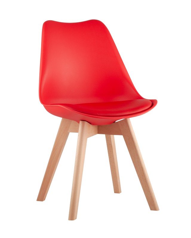 Frankfurt красный, сиденье из сочетания пластика и экокожи, ножки деревянные