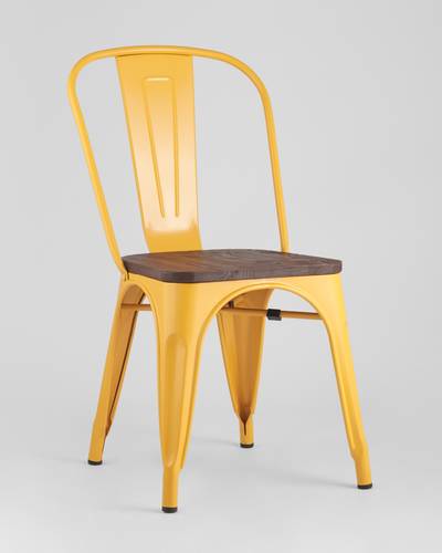 Tolix Wood желтый сиденье деревянное