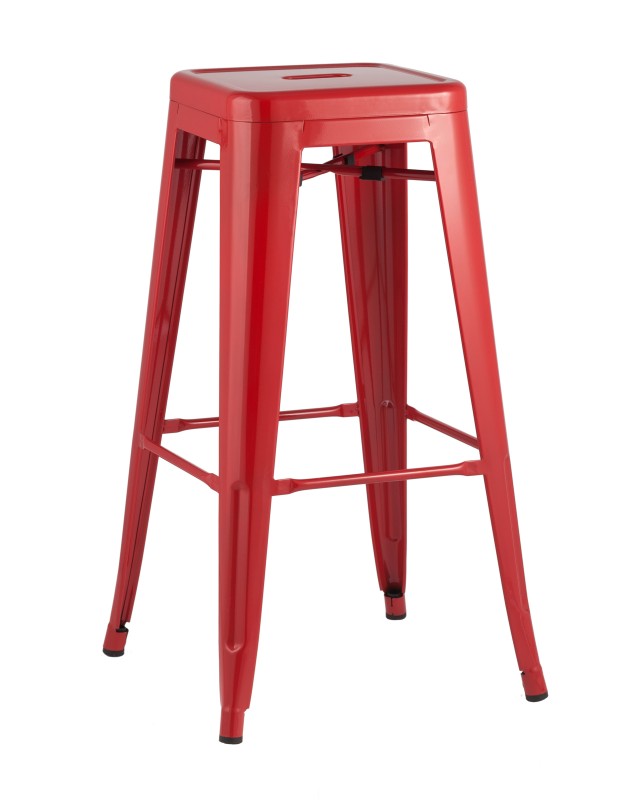 Tolix красный глянцевый, широкое удобное сиденье, металлические ножки