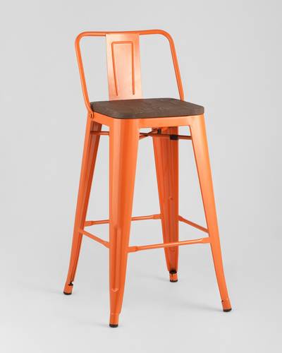 Tolix Wood со спинкой оранжевый глянцевый деревянное сиденье
