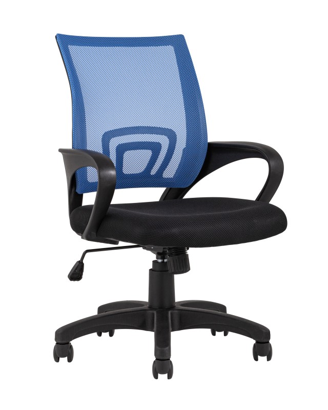 TopChairs Simple офисное синее в обивке из текстиля с сеткой, механизм качания Top Gun