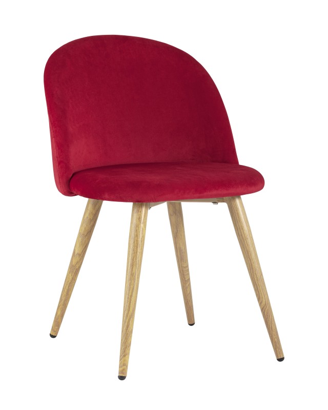 Лион красный, сиденье и спинка из красного велюра, каркас оцинкованный металл с принтом под нату
