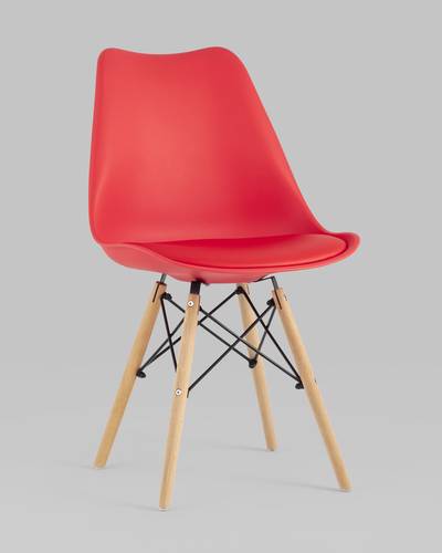 Eames Soft красный обеденный сиденье экокожа ножки из массива бука