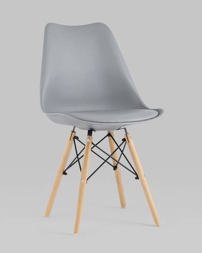 Eames Soft серый обеденный сиденье экокожа ножки из массива бука