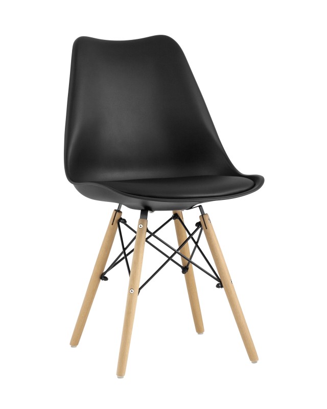 Eames Soft черный обеденный сиденье экокожа ножки из массива бука