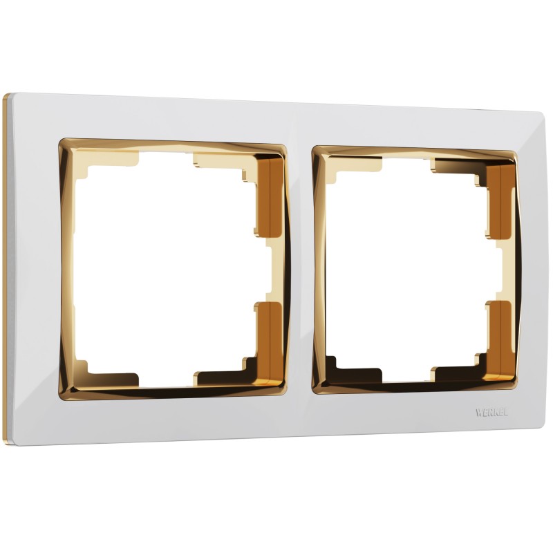 WERKEL Snabb WL03-Frame-02-white-GD/ Рамка на 2 поста (белый/золото) a035253 W0021933