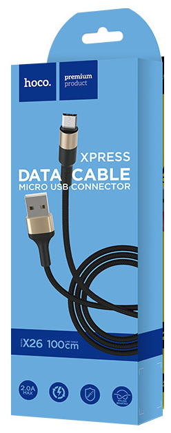 Кабель USB(А) micro USB hoco 26 AM/microBM черно-золотой 1м