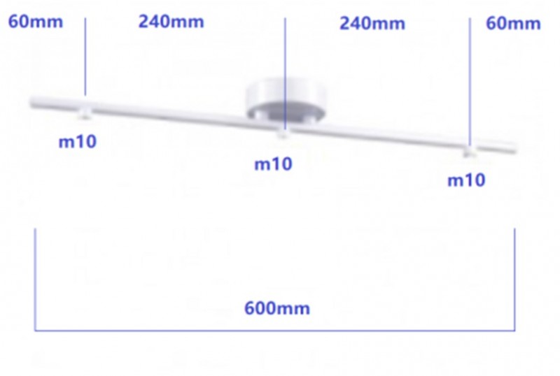 ! Металлическая арматура (белый) 600100мм/3М10 для светильника, с крепежом, SPFR1815