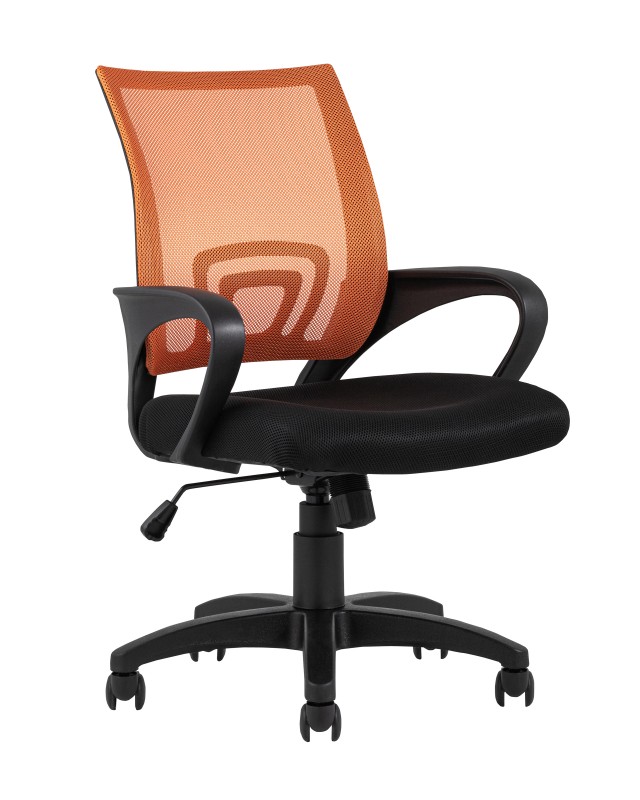 TopChairs Simple офисное оранжевое в обивке из текстиля с сеткой, механизм качания Top Gun