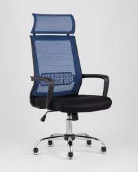 TopChairs Style офисное голубое в обивке с сеткой, регулировка по высоте и механизм качания Top
