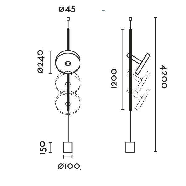 Светильник DZN-13678 ЧЕРНЫЙ + ЗОЛОТАЯ БРОНЗА ` D240/H4200/1/E27/40W WHIZZ торшер на растяжке