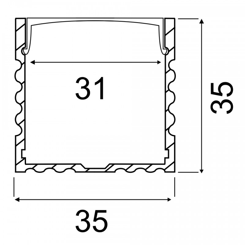 Профиль GS.4435 алюминиевый накладной (2000х35х35мм, с экраном) RSP