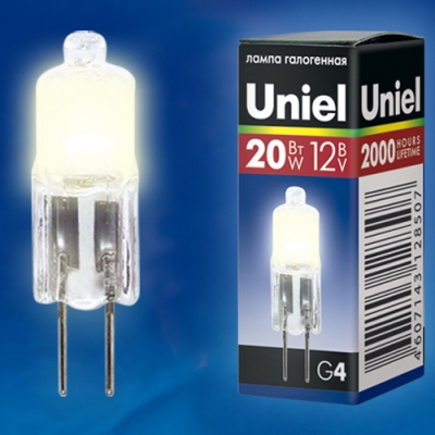 Лампа UNIEL галоген JC-12 20w G4 CI JC-12/20/G4 RSP
