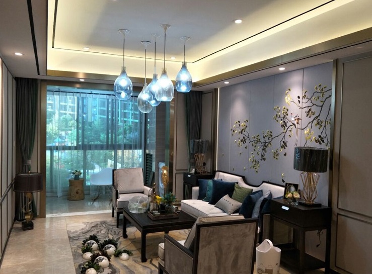 Светильник DZN-65338 ЧЕРНЫЙ + ГОЛУБОЙ ` D230/H520/1/Е27/40W