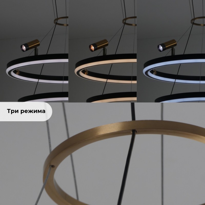 Светильник подвесной ElegantLight DZN-5033 ЧЕРНЫЙ ` D600+400/H1200/2+2/LED с ПДУ 23-07