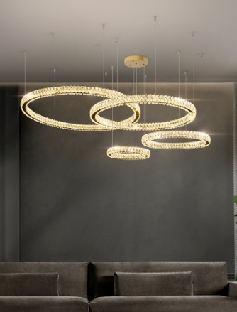 Светильник подвесной SPF-5048 ЗОЛОТО ` D600+470+260+200/H1200/4/LED/120W 2.4G RIPPLE 24-09