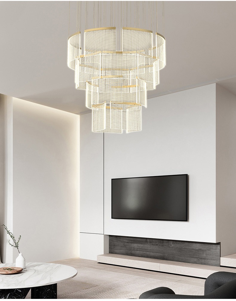 Светильник подвесной ElegantLight DZN-11305 ЗОЛОТО ` D1000/H2500/8+8+4+4/LED/140W/4500K