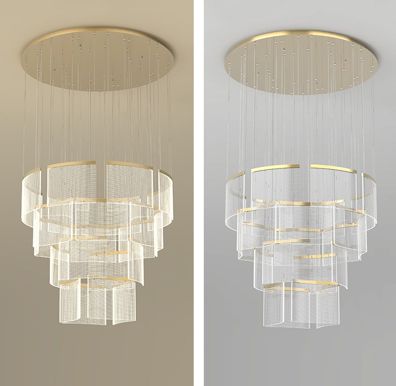 Светильник подвесной ElegantLight DZN-11305 ЗОЛОТО ` D1000/H2500/8+8+4+4/LED/140W/4500K