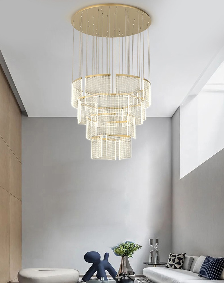 Светильник подвесной ElegantLight DZN-11305 ЗОЛОТО ` D1000/H2500/8+8+4+4/LED/140W/4500K