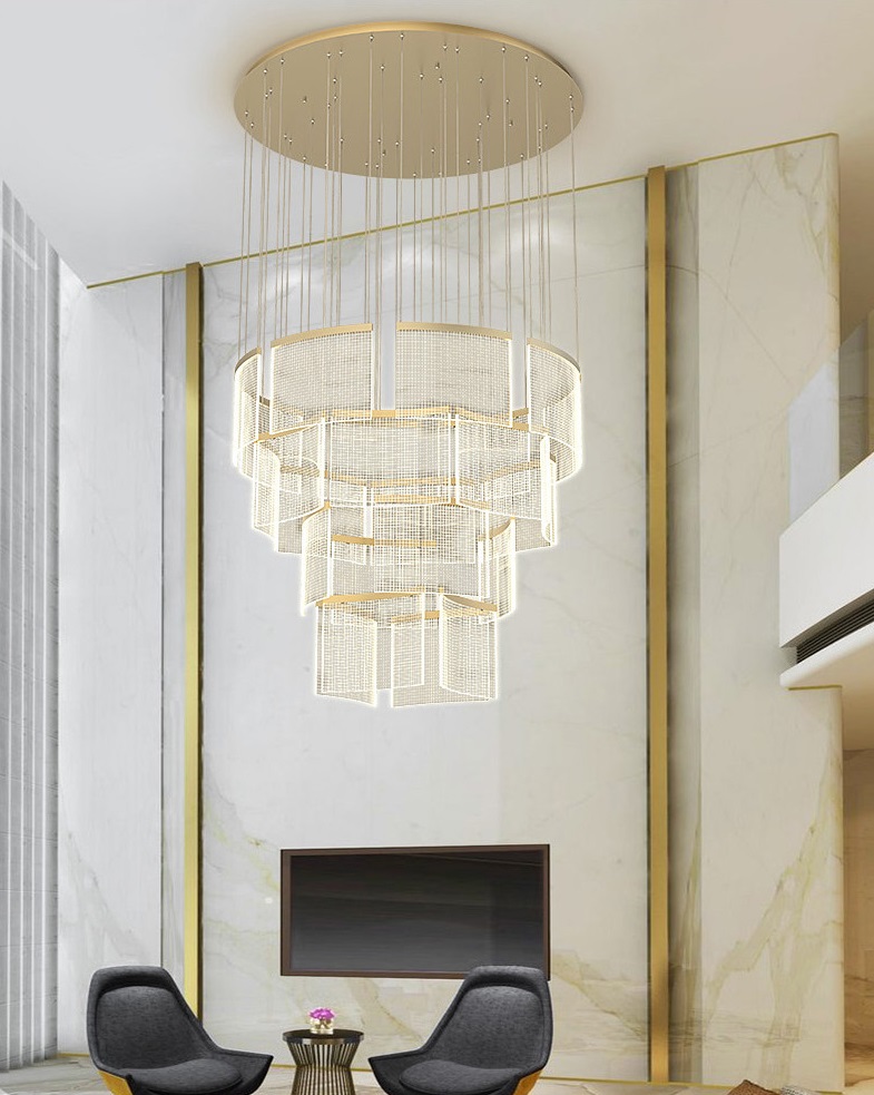 Светильник подвесной ElegantLight DZN-11305 ЗОЛОТО ` D1000/H2500/8+8+4+4/LED/140W/4500K