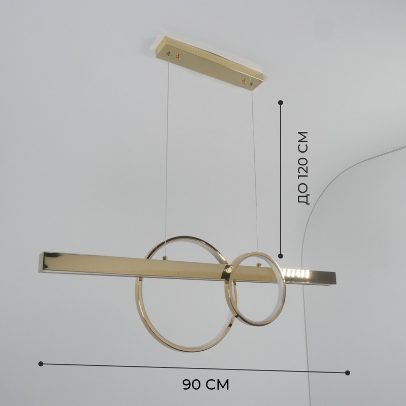 Светильник подвесной ElegantLight (H2020-2GD) DZN-8551 ЗОЛОТО ` D900/H300/3/LED/130W/4500K STERLING