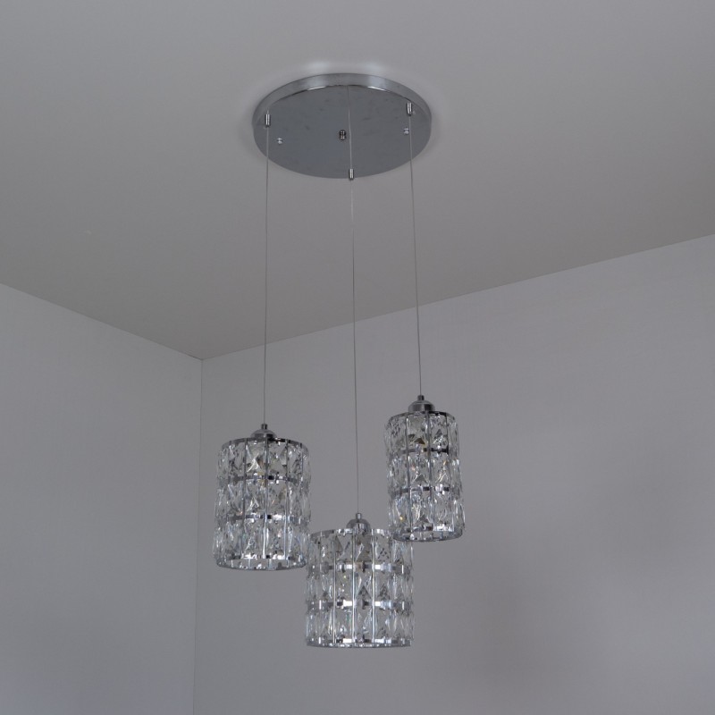 Светильник подвесной SAPFIR SPFD-8614 РОМ/CHROME ` D350/H1000/3/Е27/10W без ламп CRYSTALS