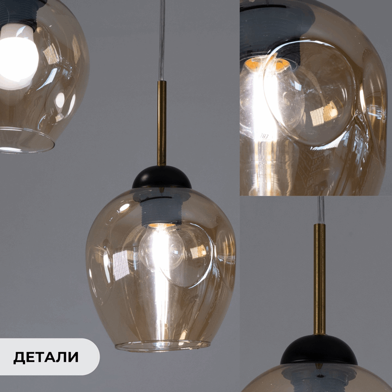 Светильник подвесной SAPFIR SPFD-8620 ЧЕРНЫЙ/BLACK ` D500*50/H1000/3/Е27/30W без ламп Cognac