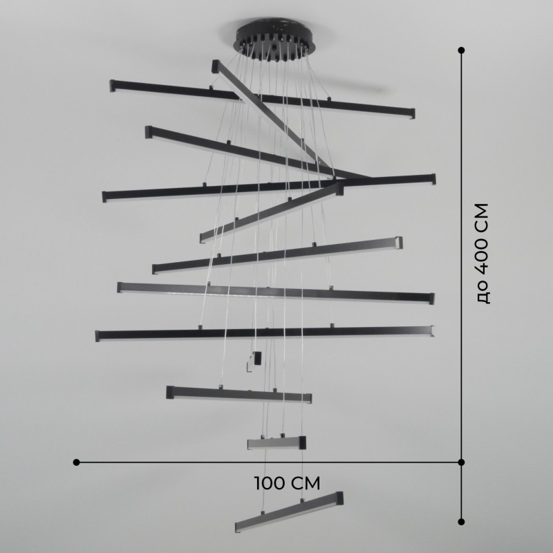 Светильник подвесной SPF-8639 BLACK/ЧЕРНЫЙ ` D1000/H4000/12/LED/160W 2.4G PICK 24-12 (1шт из 2шт в к
