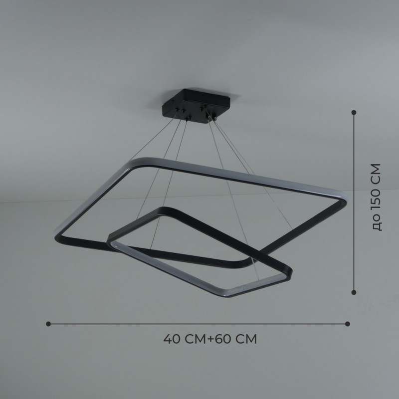 Cветильник 4344 BLACK/ЧЕРНЫЙ ` D400+600/H1800/2/LED/78W/4000-4500К SPF