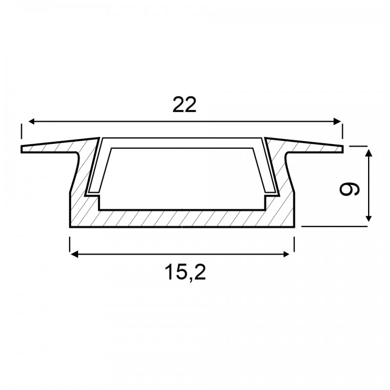 Профиль PRO251 алюминиевый врезной низкий (2000*22*06), полный комплект)