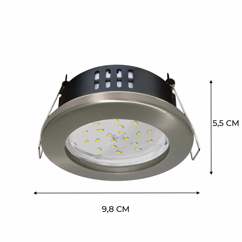 Ecola G53 H9 защищенный IP65 светильник встраив. без рефл. сатин-хром 98х55