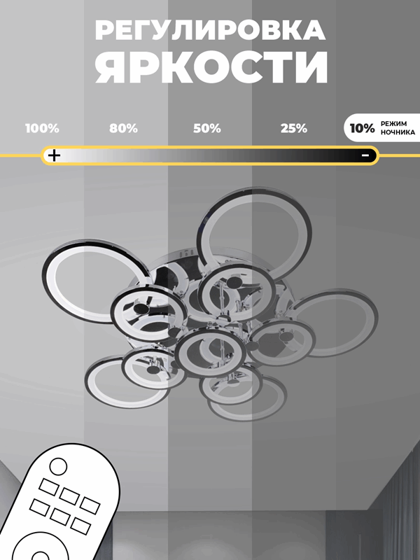 Светильник SPF-1610 CHROME/РОМ ` D750/H160/11/LED/200W 2.4G SPF21-10 (1) Марлоу