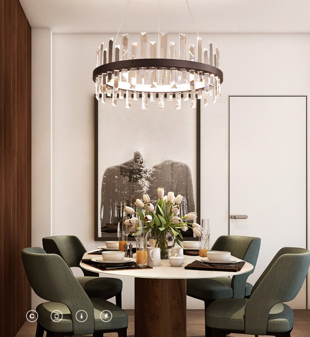 Светильник подвесной ElegantLight DZN-8179 BLACK/ЧЕРНЫЙ ` D400/H1200/1/LED/40+40W ASK