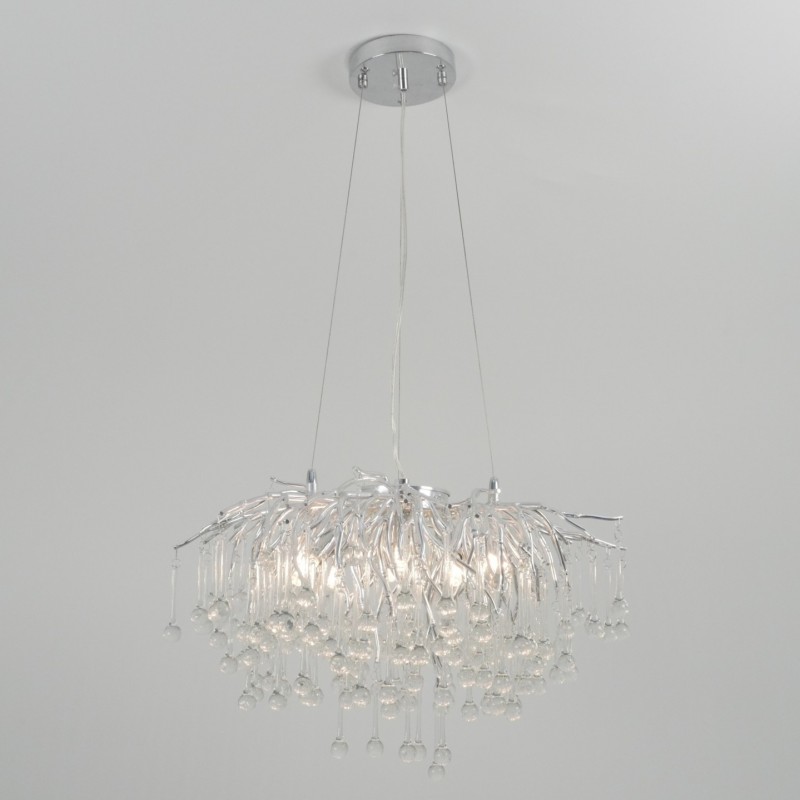 Светильник подвесной ElegantLight DZN-8191 SILVER/СЕРЕБРО ` D600/H2000/8/G9/35W SYLVIA RAIN 22-07