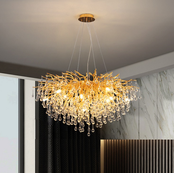 Светильник подвесной ElegantLight DZN-8196 GOLD/ЗОЛОТО ` D800/H2000/12/G9/35W RAIN 22-07