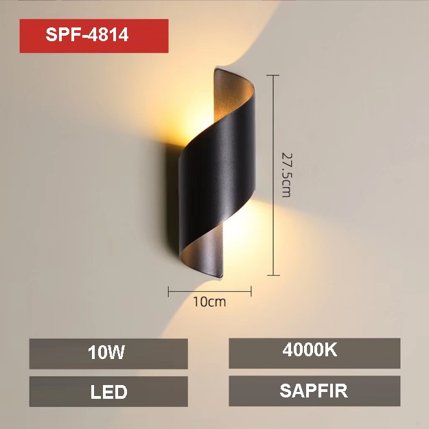 Светильник настенный SAPFIR SPF-4814 BLACK/ЧЕРНЫЙ D100/H275/2/LED/10W/4000K IP65 NUOVO 22-07 (1/30)