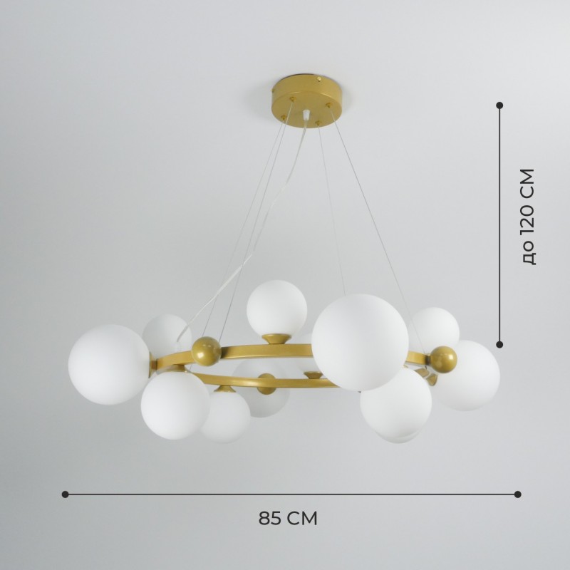Светильник подвесной ElegantLight DZN-8349 ЗОЛОТО ` D850/H320+1200/12/G9/7W CASES2 24-09