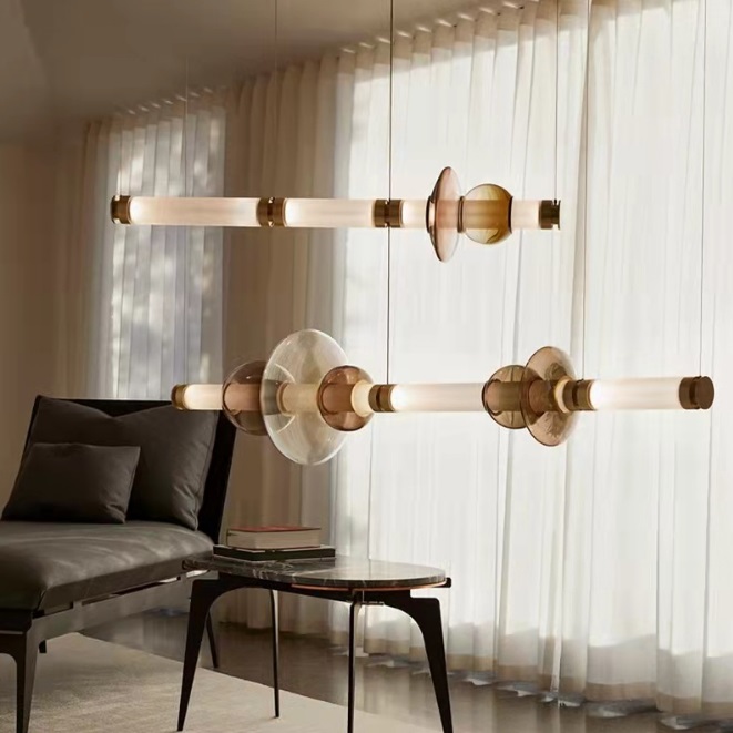 Светильник DZN-65083 БРОНЗА + КОРИЧНЕВЫЙ ` D230/H1000+1200/2/LED/20W/4500K LUNA GLASS