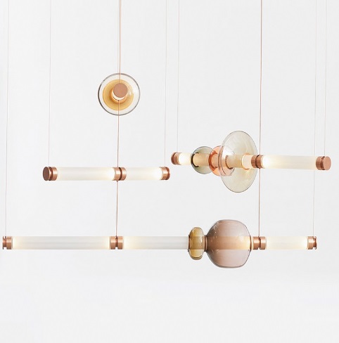 Светильник DZN-65083 БРОНЗА + КОРИЧНЕВЫЙ ` D230/H1000+1200/2/LED/20W/4500K LUNA GLASS