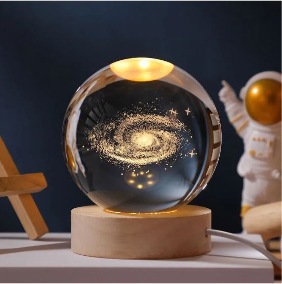 Декоративный интерьерный светильник VINETTY - лампа ночник 6см "Стеклянный Шар Млечный путь"