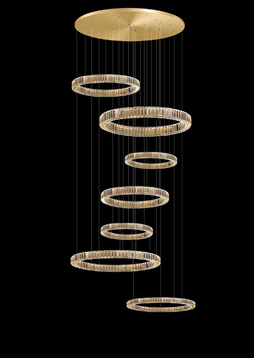 Светильник подвесной ElegantLight DZN-8234 GOLD/ЗОЛОТО ` D1200/H2000/7/LED/300W/4000K BERTOLDA 22-12