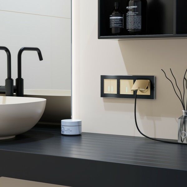 WERKEL W4510011 Сенсорный выключатель одноклавишный с подсветкой 1000 Вт (шампань)