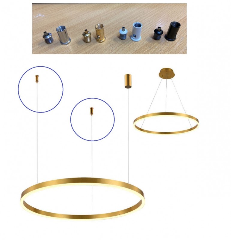 Фиксатор троса потолочный 1,2-2мм внутр диам (золото) накладной с отверс. 4мм, D15/H35мм,SPFR6770