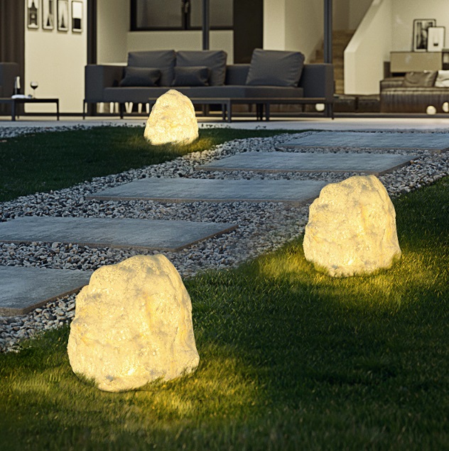 Светильник ландшафтный декоративный DZN-13556 БЕЛЫЙ КАМЕНЬ ` D300/H300/1/E27/10W IP65 WH.STONE